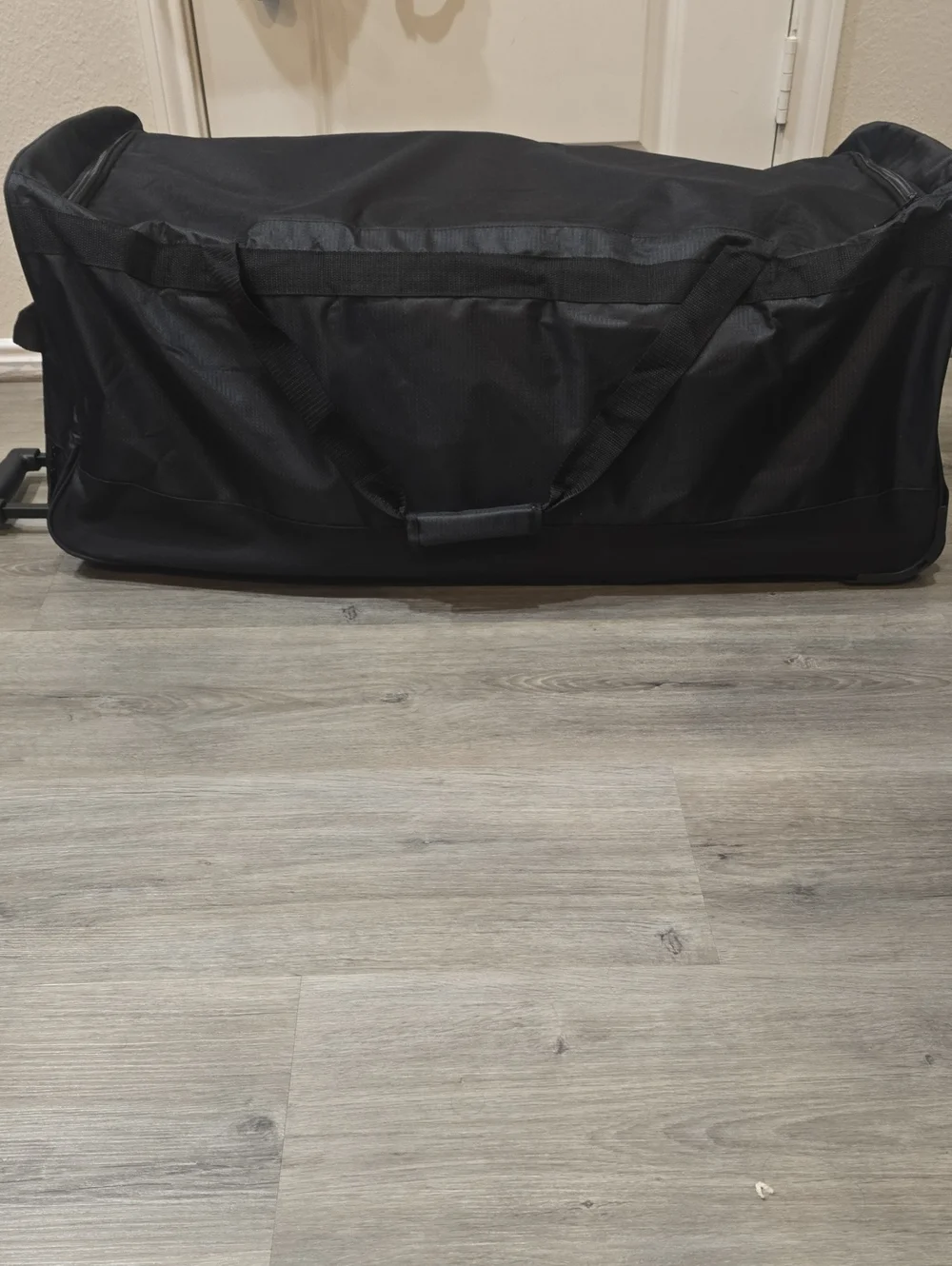True Religion Logo Travel Rolling Duffel Bag- Black